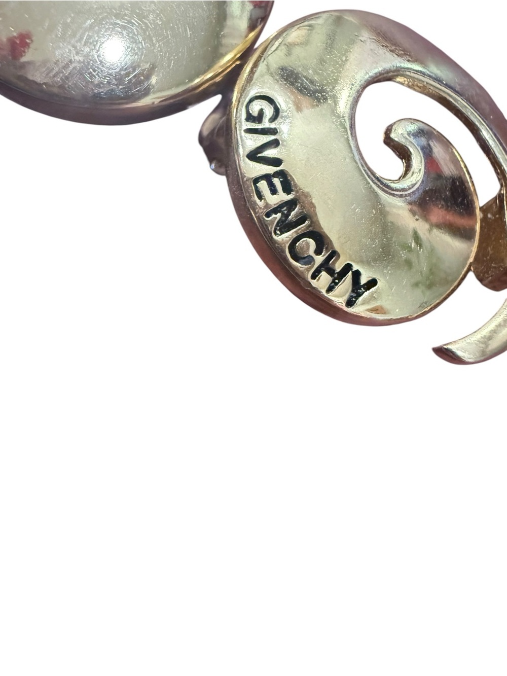 Vintage Givenchy Gold Tone Spiral Swirl Clip-On Earrings Signed Paris NY - Picture 6 of 7